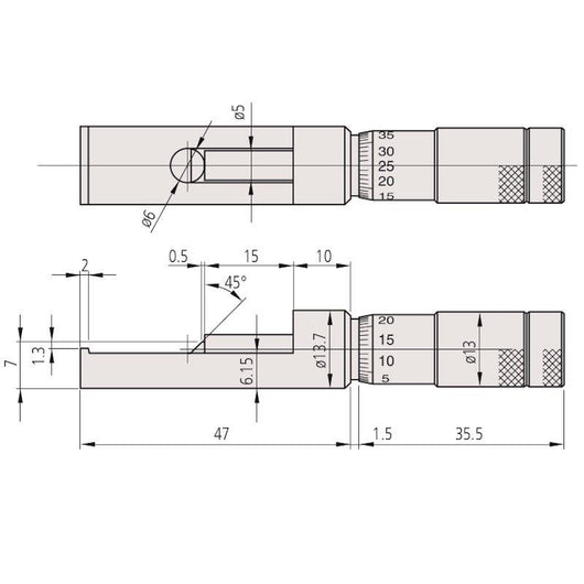 mitutoyo can seam micrometer 0 13mm 147 105