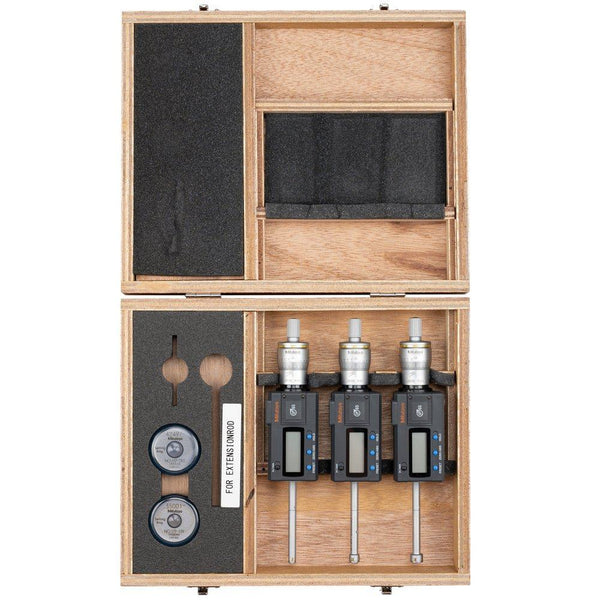 mitutoyo digital 3 point internal micrometer set 0 275 0 5 complete unit ip65 tin 468 986