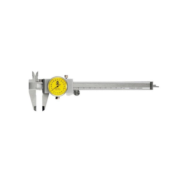 Moore and Wright 150mm Metric Dial Caliper with Yellow Face MW142-15