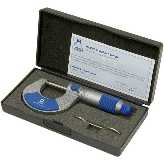 moore and wright 0 25mm metric external micrometer 200 series mw200 01