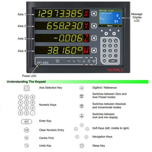 newall dp1200 three axis digital read out display console