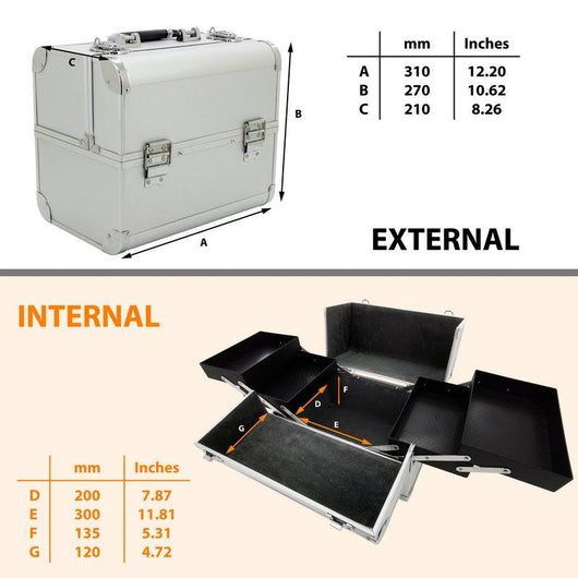 roc cases silver case l310 x w270 x h210mm with fold out trays